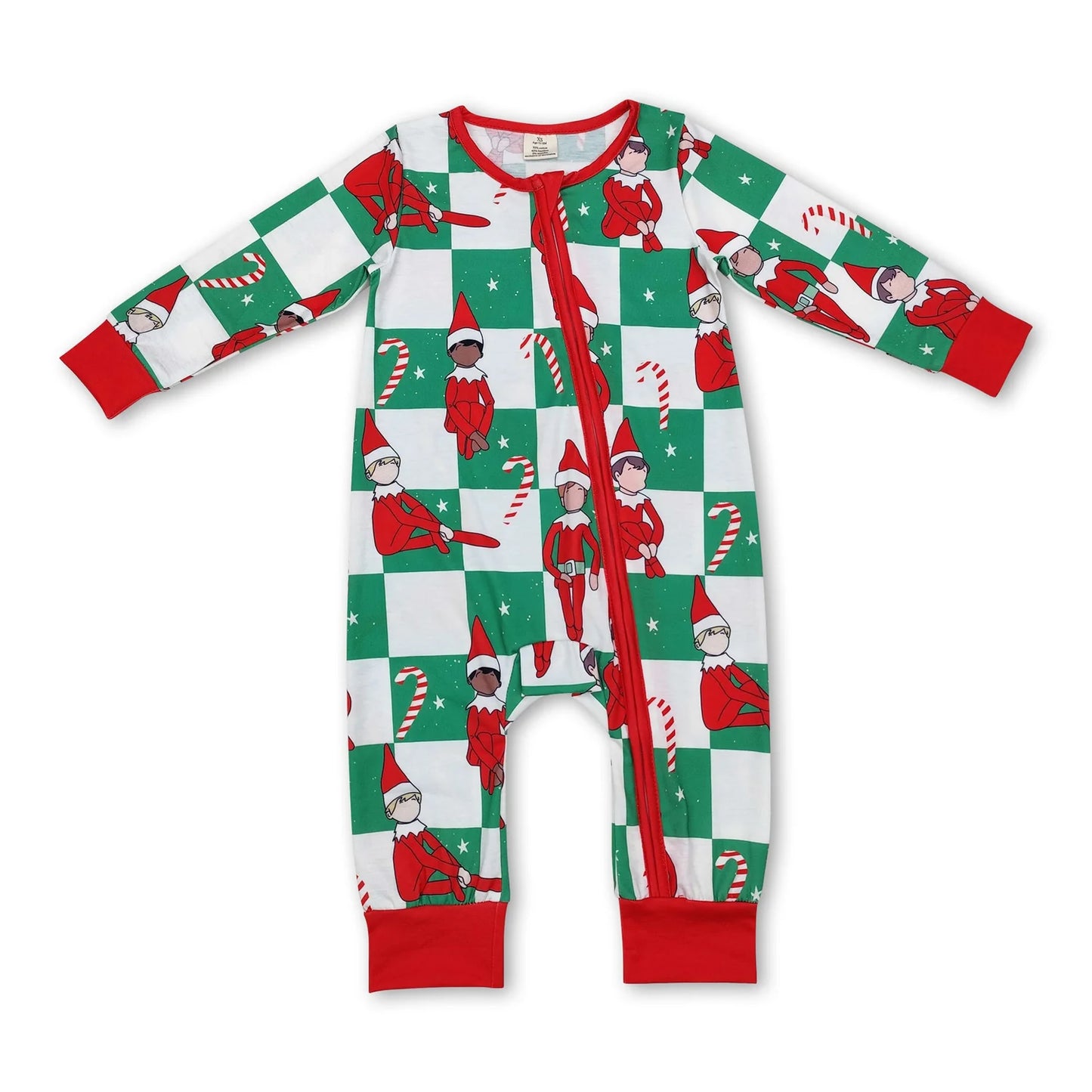 RTS NO MOQ Sibling milk silk Baby Boys Girls Christmas Long Sleeve Zip Up Rompers