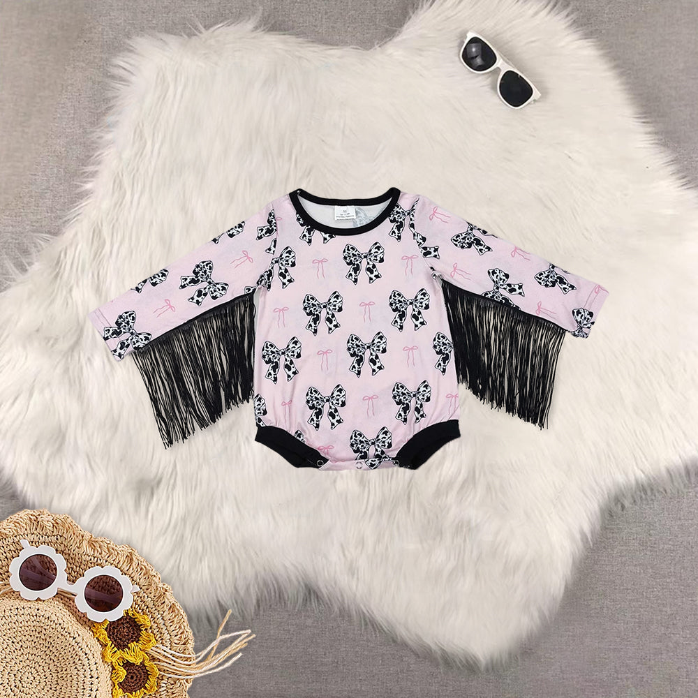 RTS Sibling baby girls clothes bow long Sleeve rompers