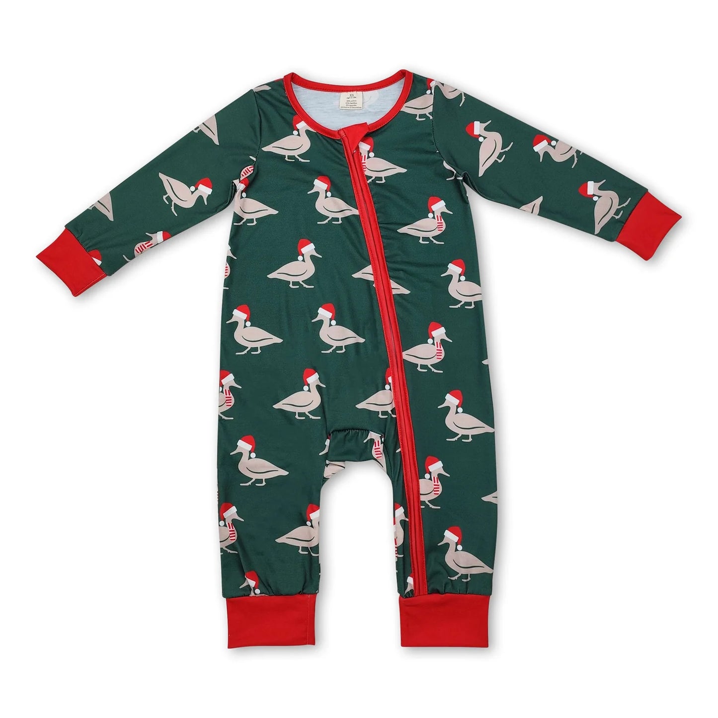 RTS NO MOQ Sibling milk silk Baby Boys Girls Christmas Long Sleeve Zip Up Rompers