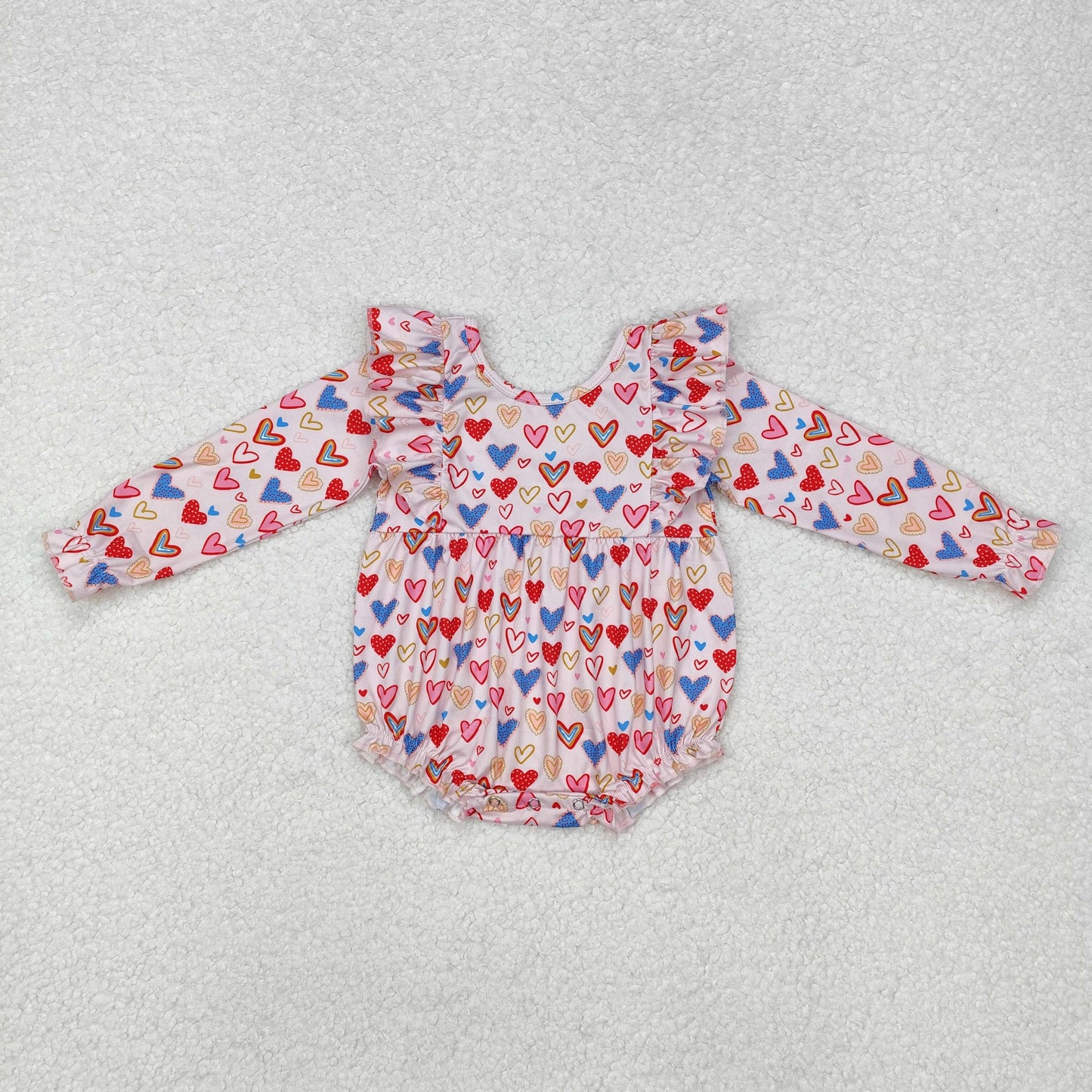 RTS NO MOQ ETA 5/7days arrived LR1917 Heart pattern pink lace long-sleeved jumpsuit