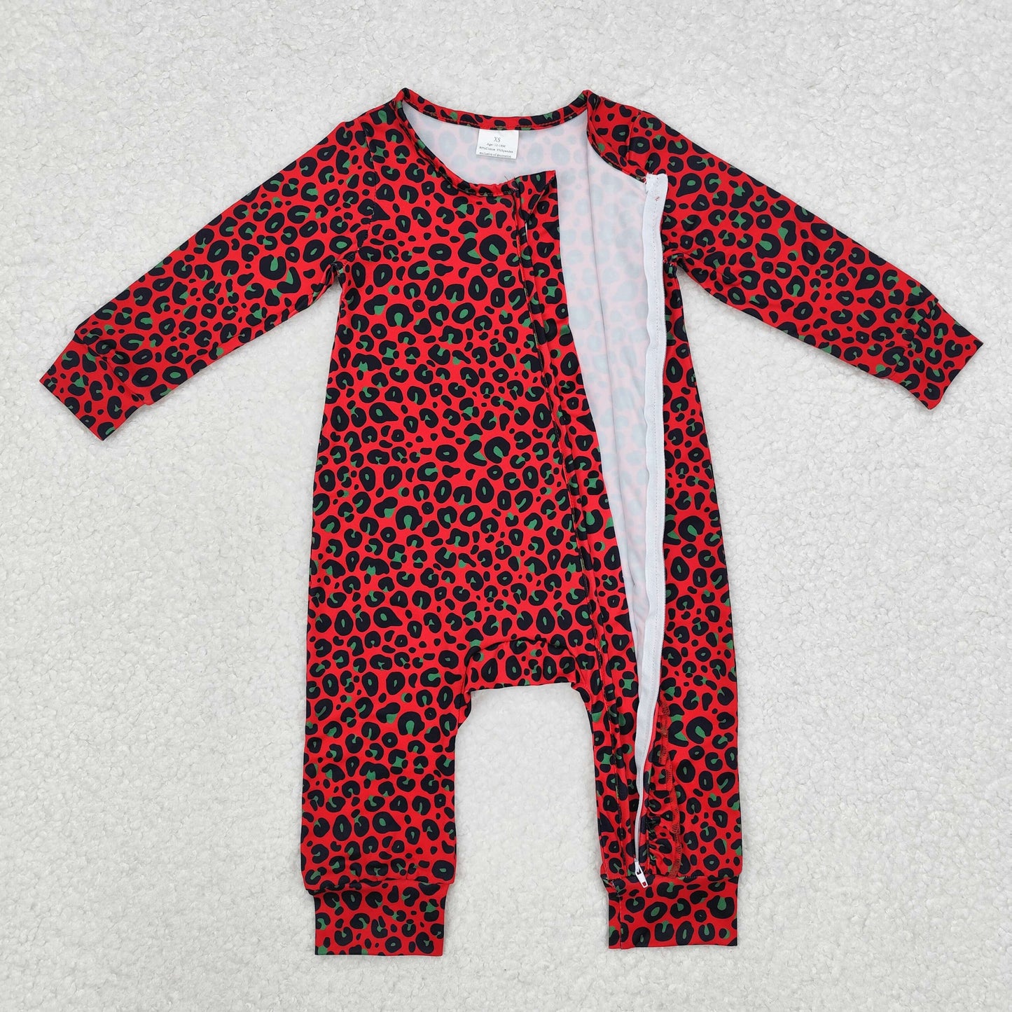 RTS NO MOQ ETA 5/7days arrived LR1962 Black and Green Leopard Red Lace Zipper Long Sleeve Bodysuit