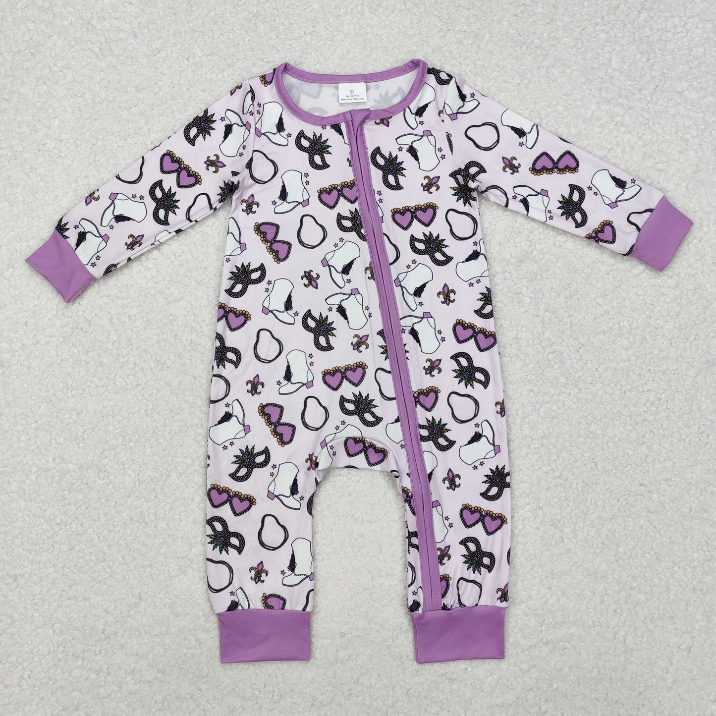 RTS NO MOQ ETA 5/7days arrived LR2038 Carnival glasses purple zipper long-sleeved jumpsuit