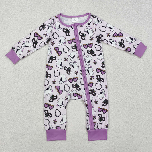 RTS NO MOQ ETA 5/7days arrived LR2038 Carnival glasses purple zipper long-sleeved jumpsuit