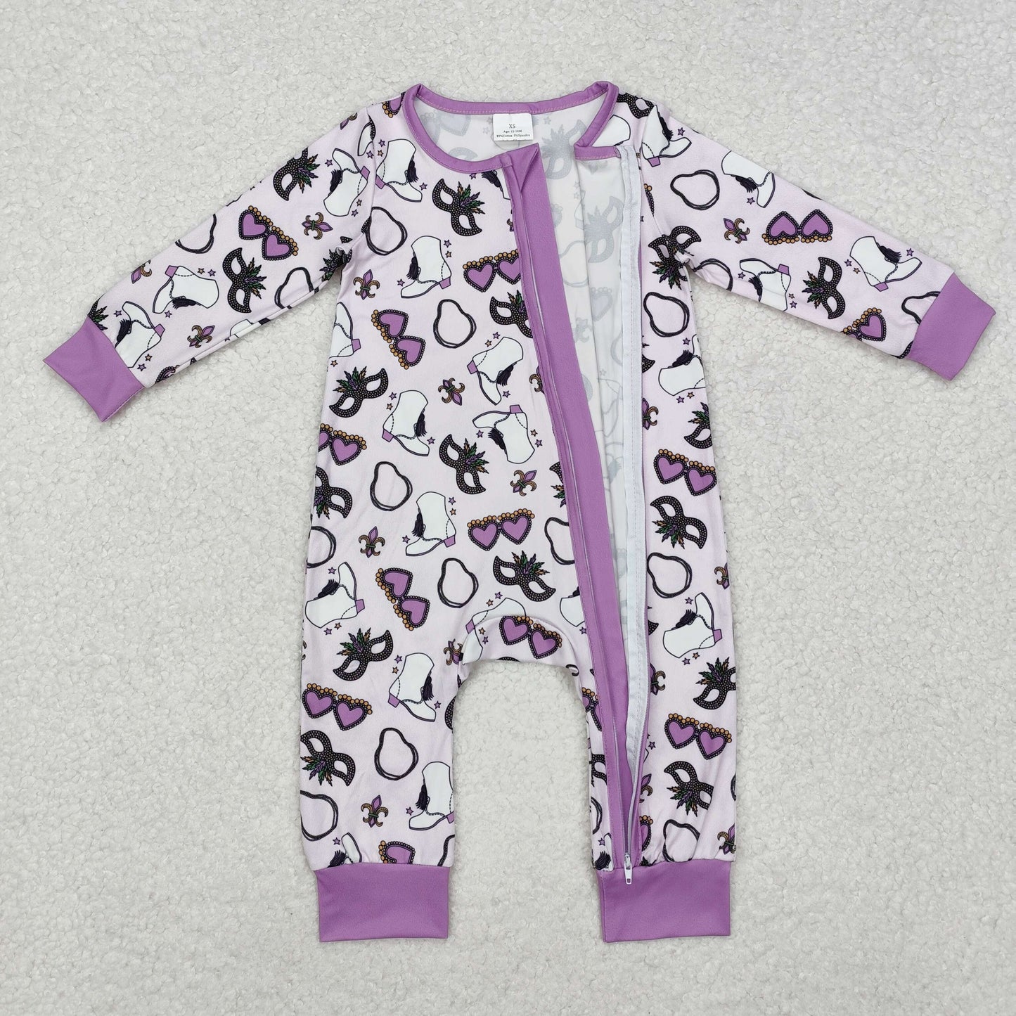 RTS NO MOQ ETA 5/7days arrived LR2038 Carnival glasses purple zipper long-sleeved jumpsuit