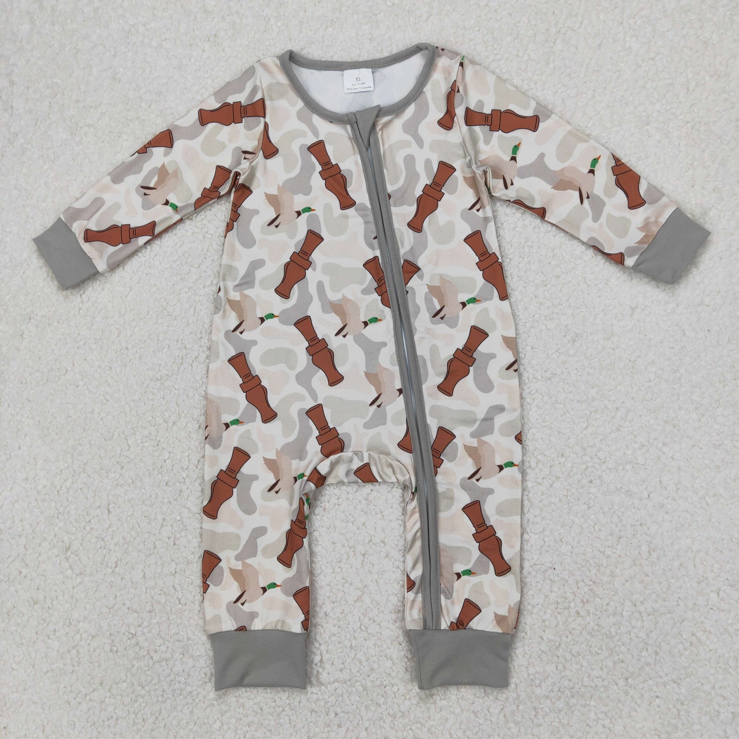 RTS NO MOQ（In Stock) LR2063 Duck bottle camouflage zip-up long-sleeved jumpsuit