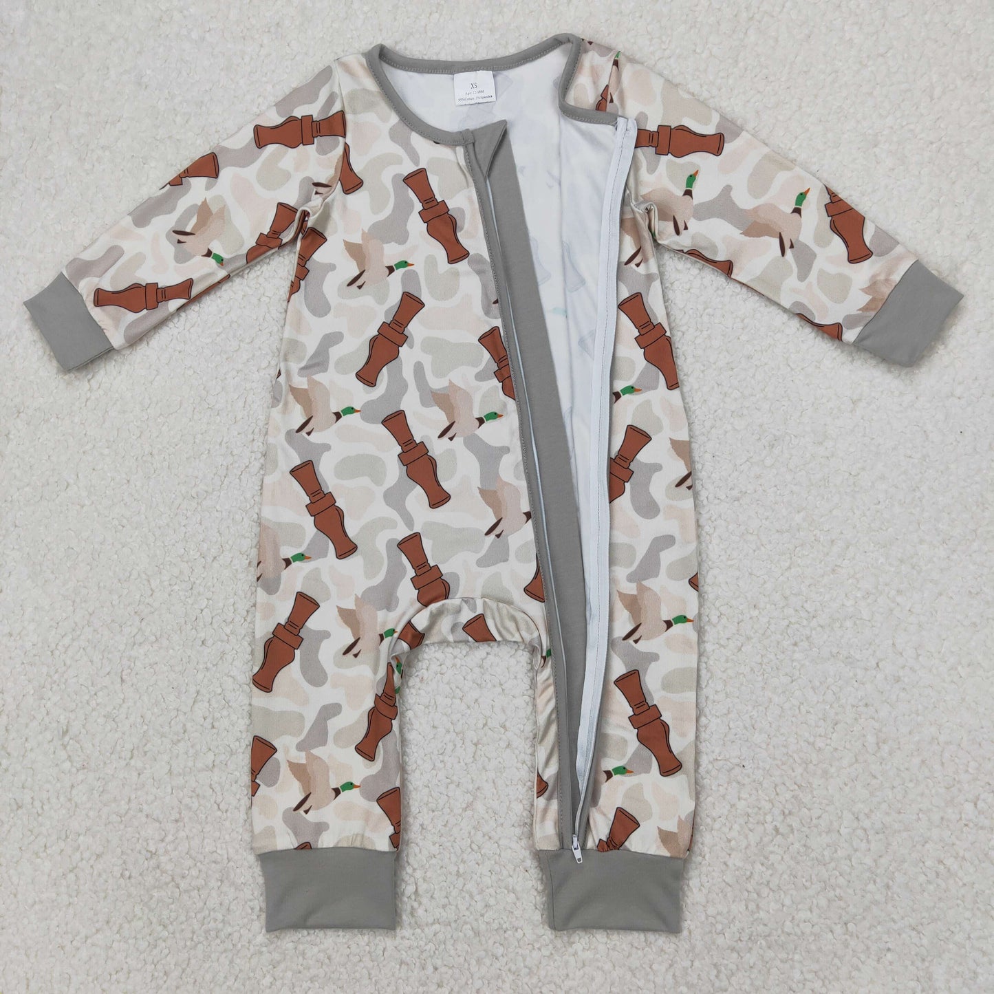 RTS NO MOQ（In Stock) LR2063 Duck bottle camouflage zip-up long-sleeved jumpsuit