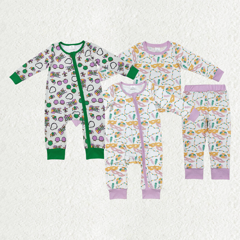 RTS Sibling baby girl clothes mardi gras long Sleeve pants sets and rompers