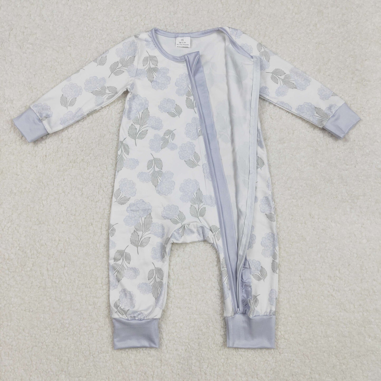 RTS NO MOQ ETA 5/7days arrived LR2157 Flower leaf blue lace zipper long-sleeved jumpsuit