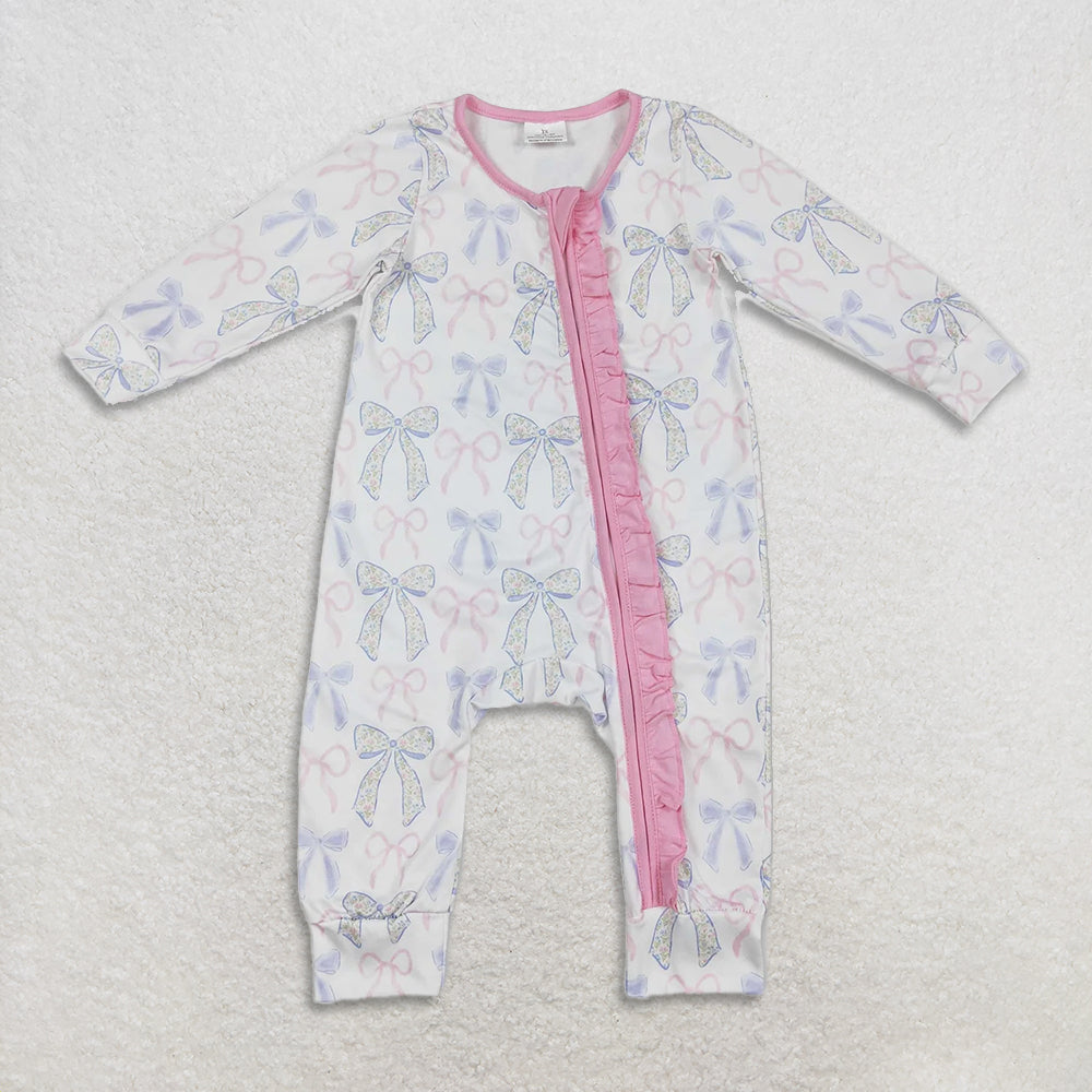 RTS NO MOQ Sibling Baby girl clothes bow long-sleeved romper and blanket