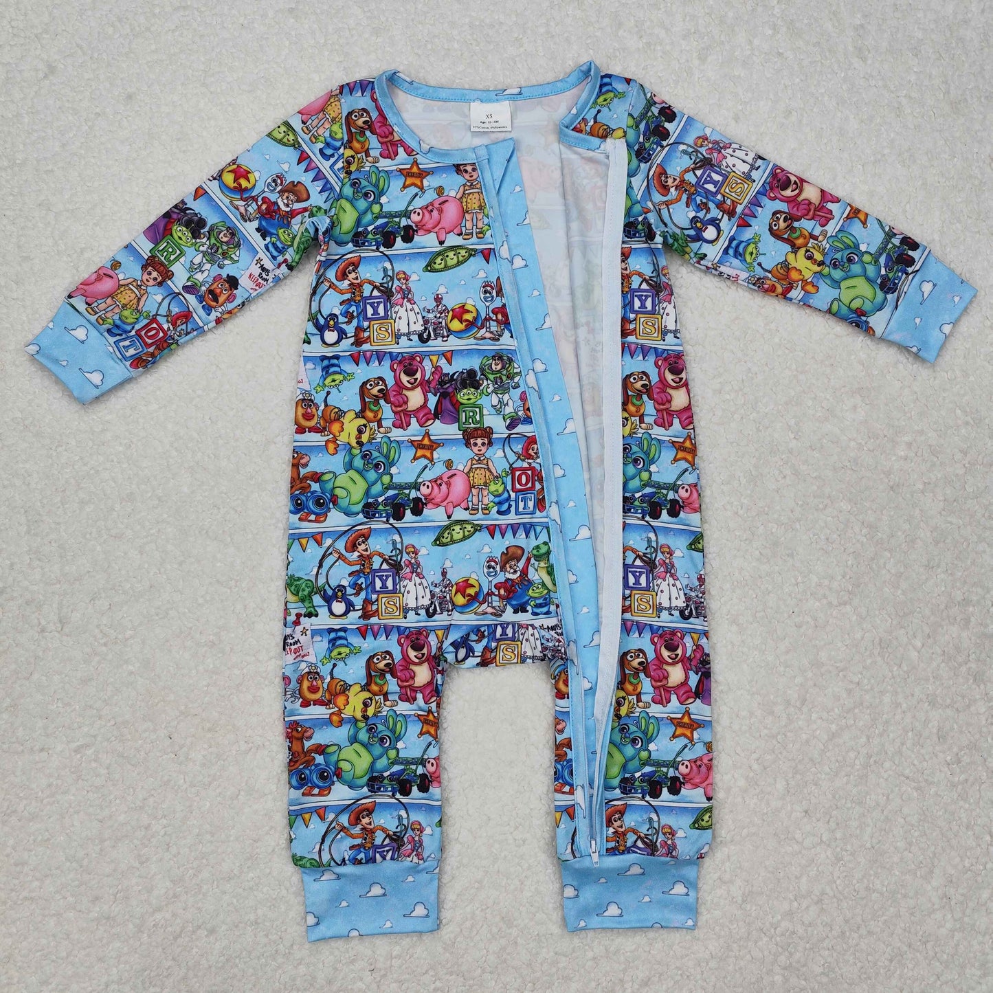 Cute Clothes  LR2163 Baby Infant Blue Long-Sleeved Zip Rompers
