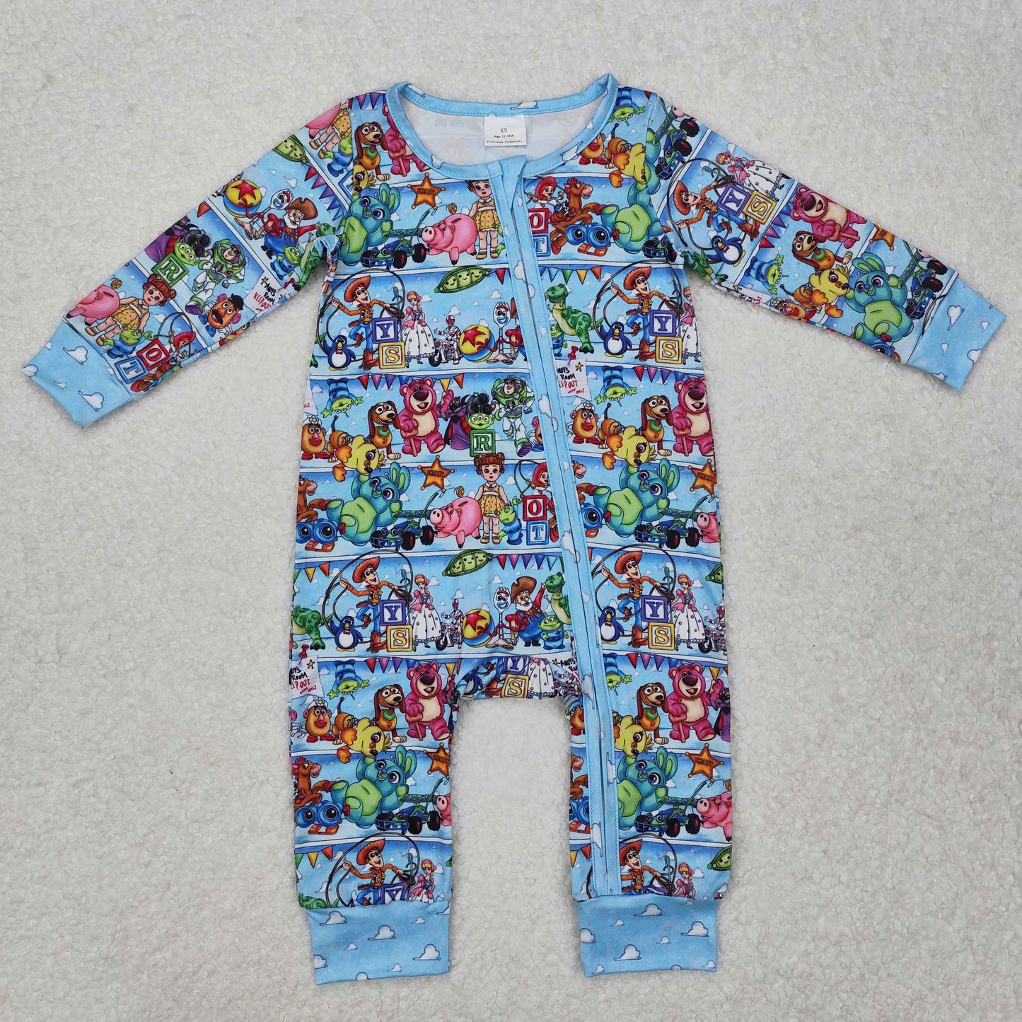 Cute Clothes  LR2163 Baby Infant Blue Long-Sleeved Zip Rompers