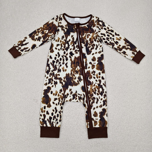 RTS NO MOQ LR2189 Ink pattern zipper long-sleeved jumpsuit