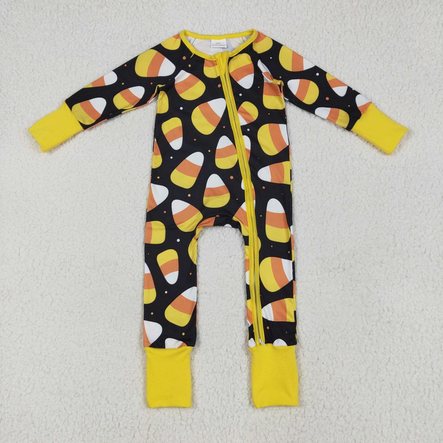 RTS NO MOQ LR2198 Halloween Candy Black Zipper Long Sleeve Bodysuit