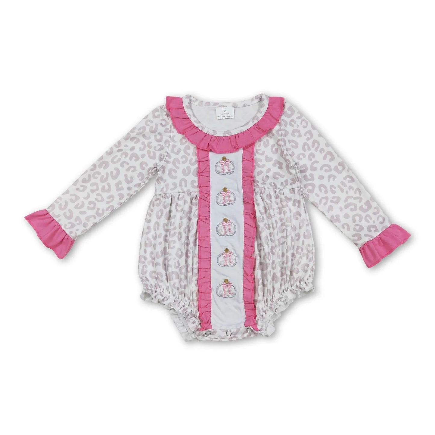 RTS NO MOQ Sibling milk silk Baby Girls Embroidery Turkey Pumpkin Floral Long Sleeve Ruffle Rompers