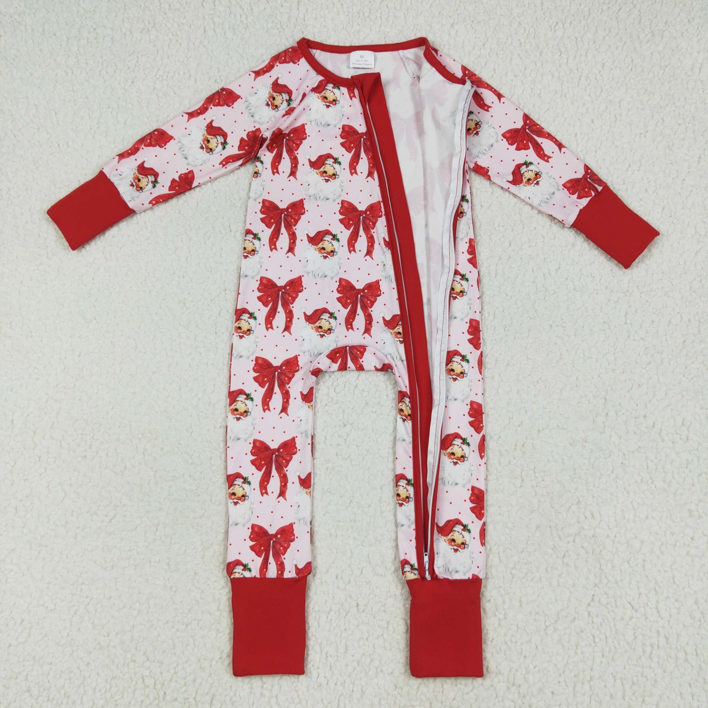 RTS NO MOQ LR2223 Santa Claus red bow pattern zipper long-sleeved dress