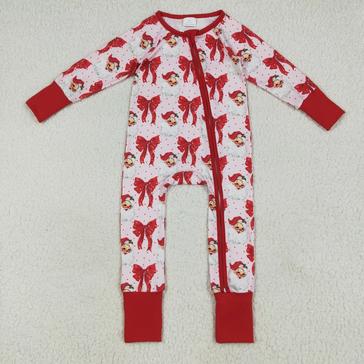 RTS NO MOQ LR2223 Santa Claus red bow pattern zipper long-sleeved dress