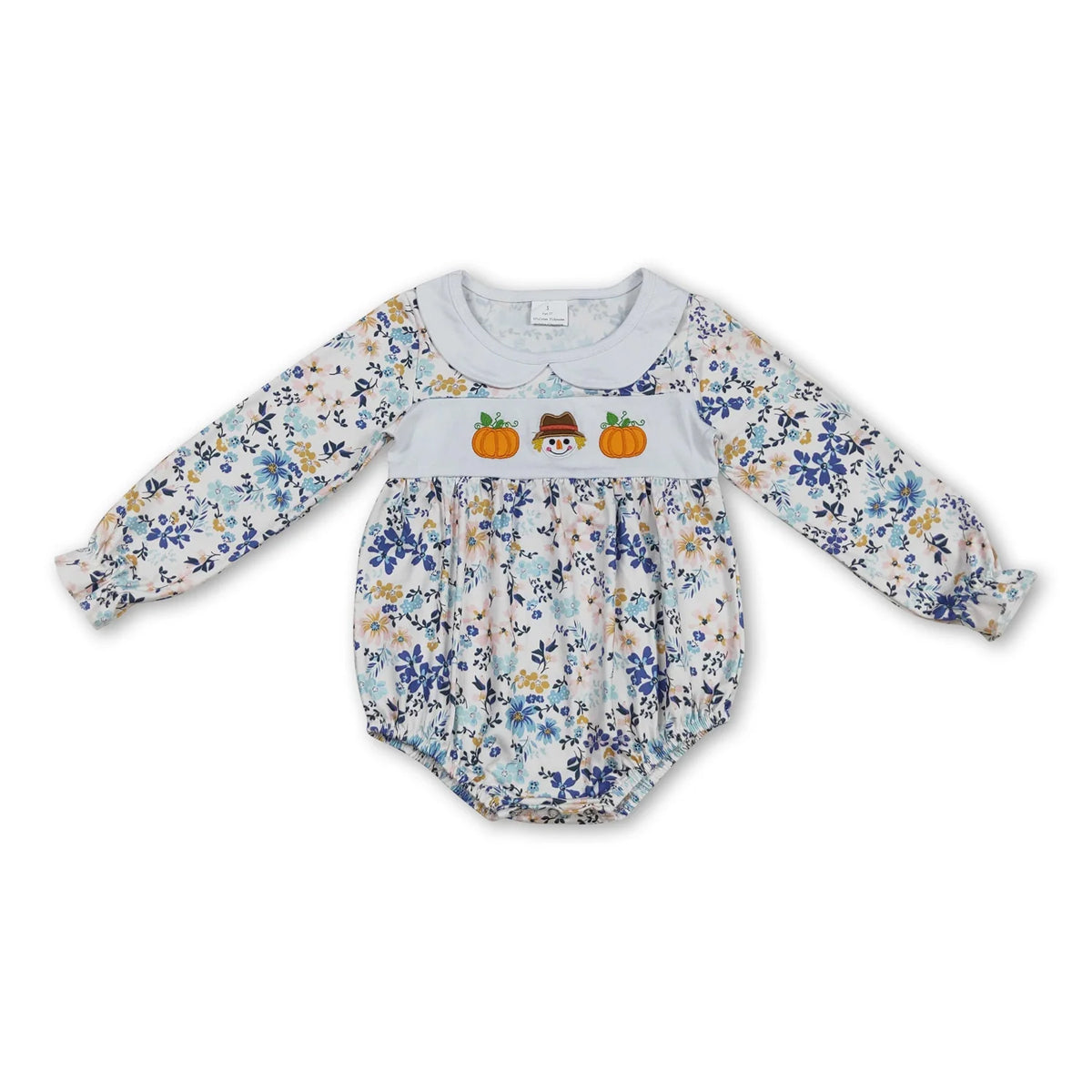 RTS NO MOQ Sibling baby girl clothes embroidered pumpkin long sleeve dress and romper