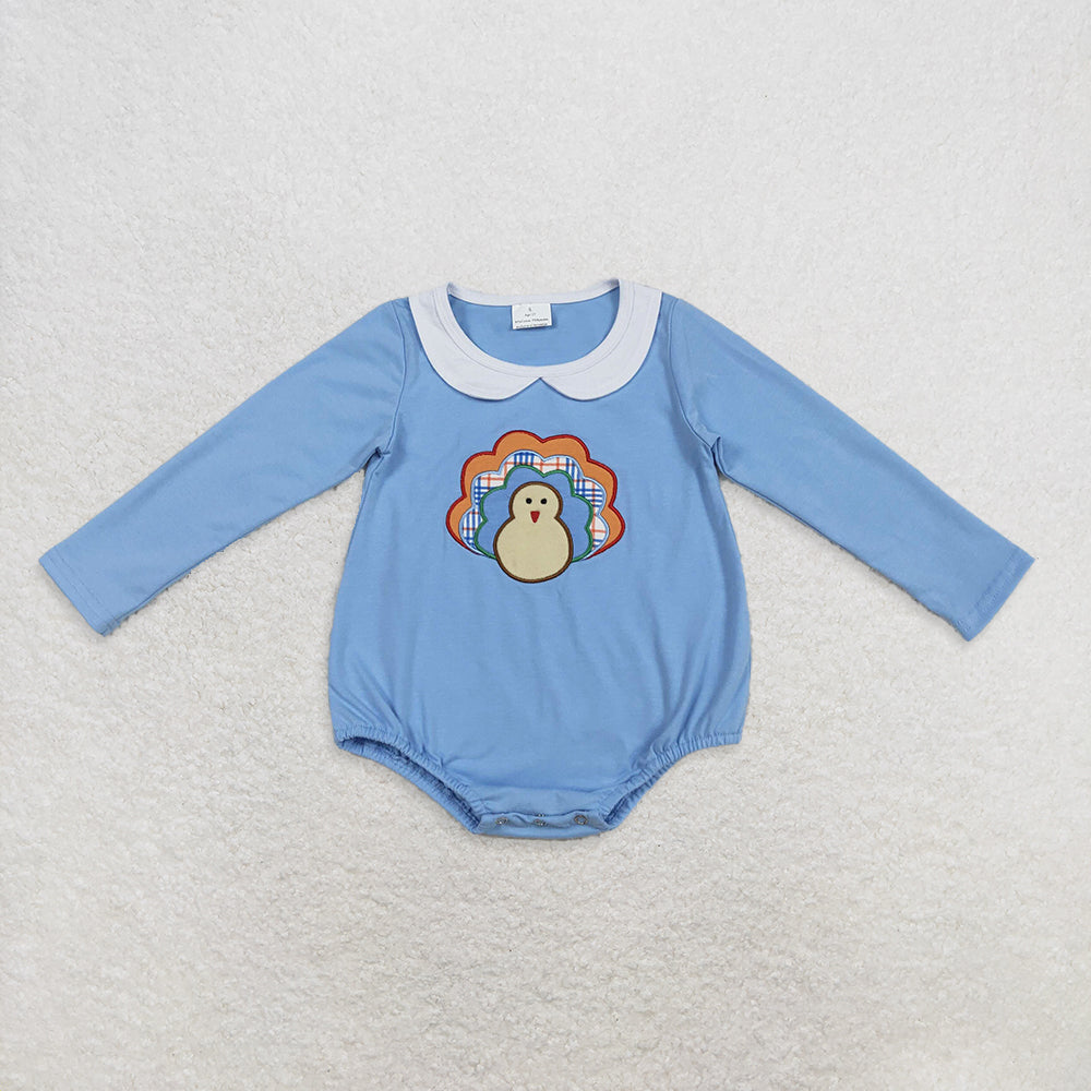 RTS NO MOQ Sibling Baby boy clothes Embroidery turkey long-sleeved trousers suit & rompers