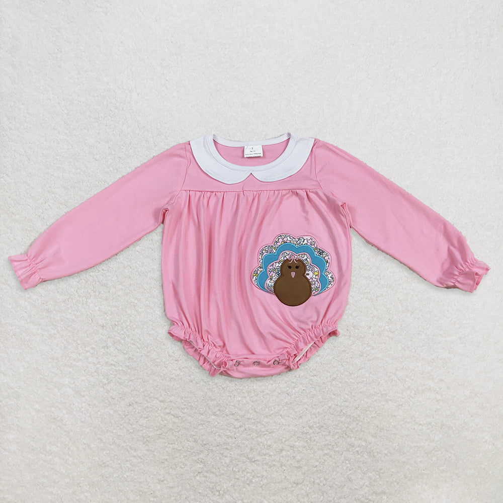 RTS NO MOQ Sibling Baby girls clothes Embroidery turkey long-sleeved trousers suit & rompers