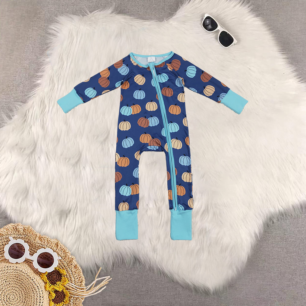 RTS NO MOQ Sibling Baby boy clothes halloween pumpkin hooded long-sleeved trousers suit & romper