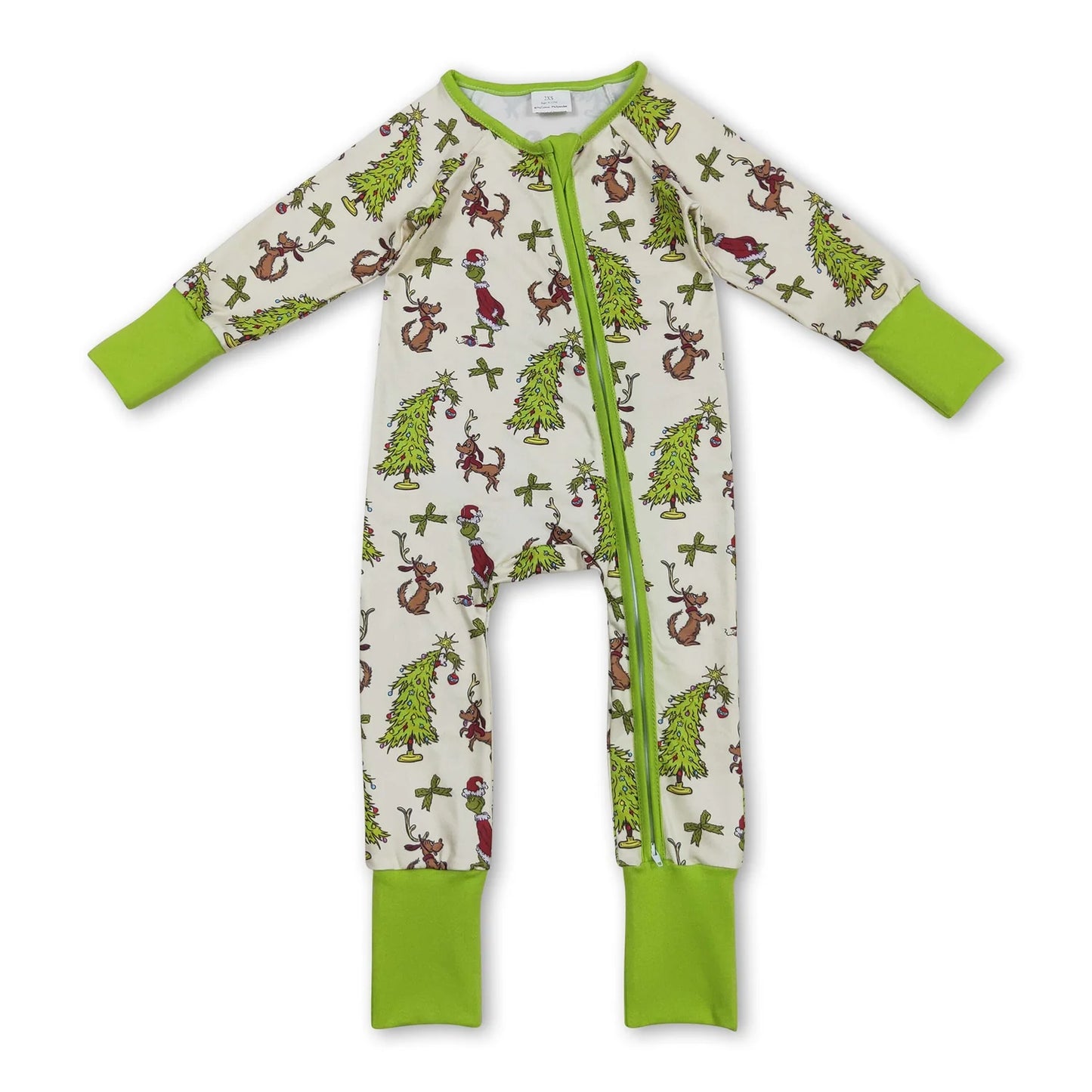 RTS NO MOQ Sibling milk silk Baby Boys Girls Christmas Long Sleeve Two Way Zip Convertible Rompers
