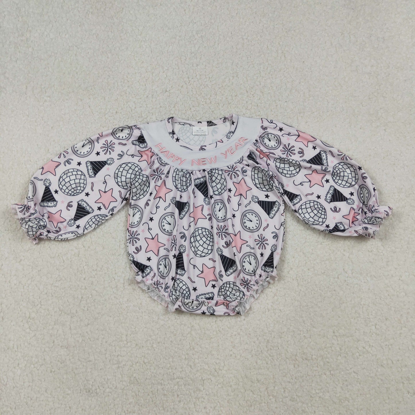 RTS NO MOQ Sibling Baby girls clothes Embroidery happy new year long-sleeved rompers and dress