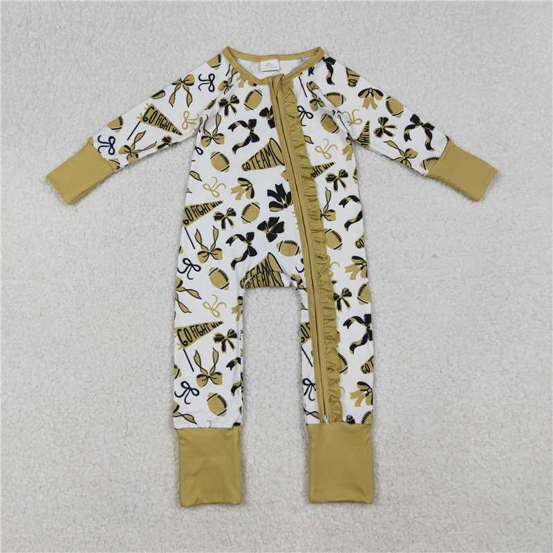 RTS NO MOQ Sibling baby girl clothes team cheer bow flying sleeve dress and romper