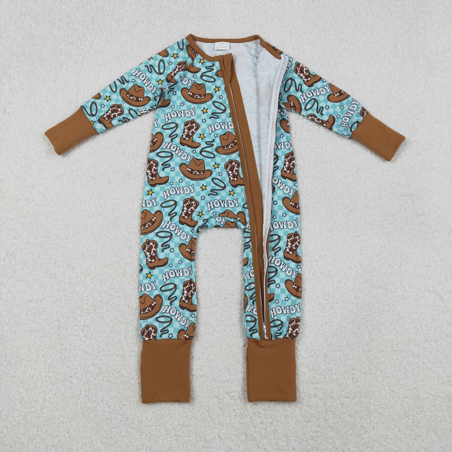 RTS NO MOQ Sibling Baby boy girls clothes western boots long-sleeve rompers