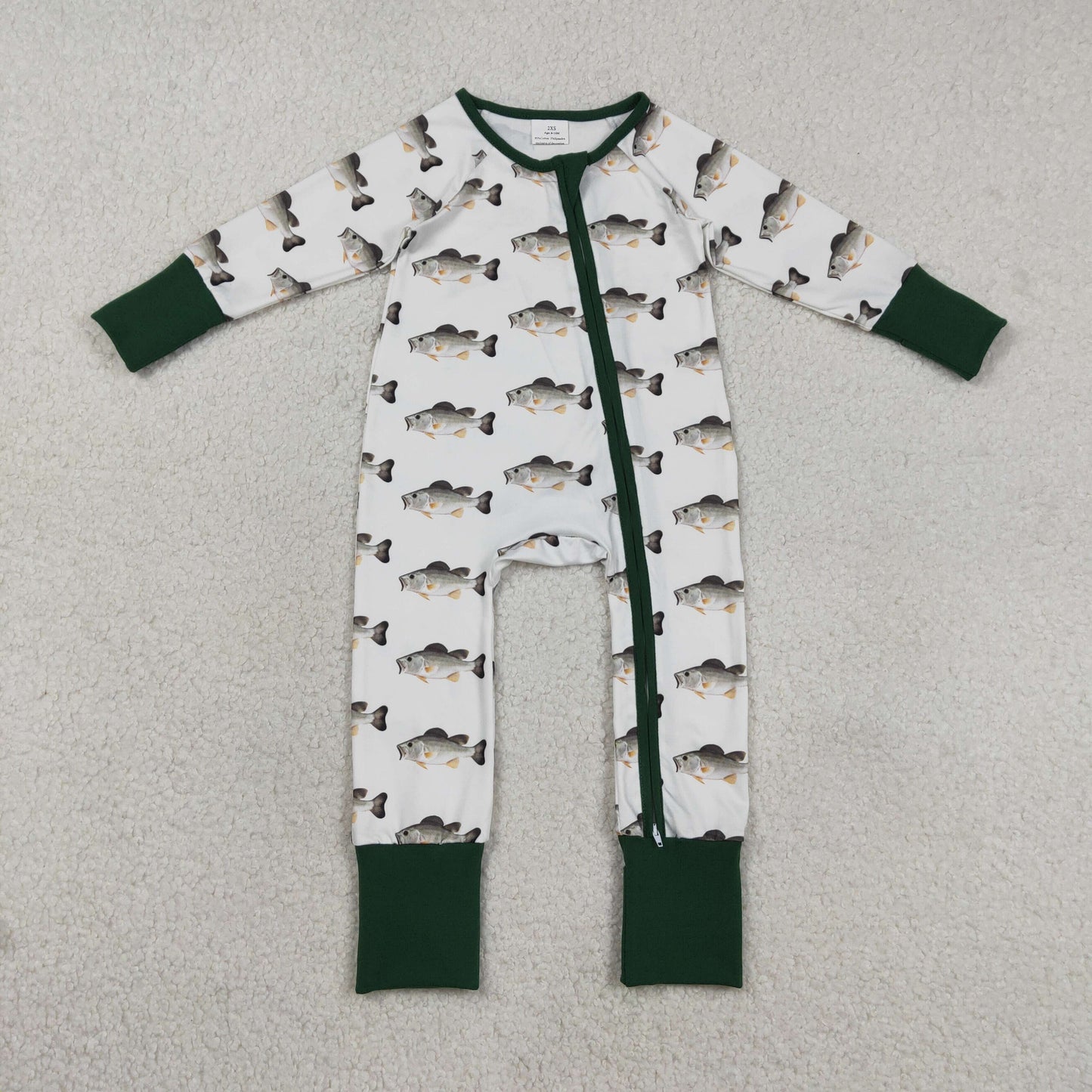 RTS NO MOQ LR2531 Baby Boys Long Sleeve Rompers Fishing Hunting Two-Way Zip Clothing