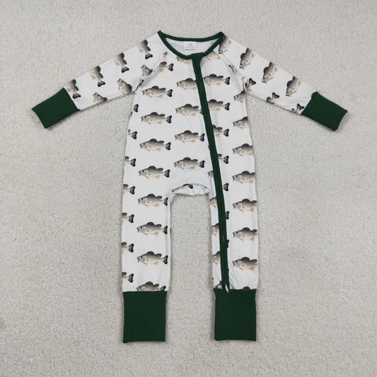 RTS NO MOQ LR2531 Baby Boys Long Sleeve Rompers Fishing Hunting Two-Way Zip Clothing