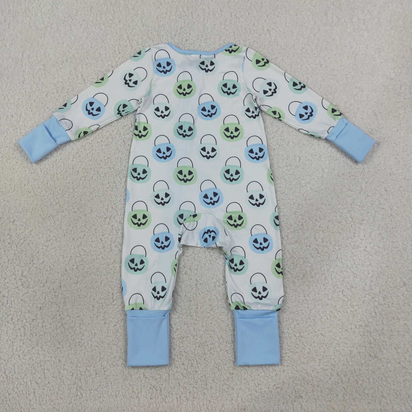 RTS NO MOQ milk silk LR2534 Baby Boys Ghost Pumpkins Halloween Two Way Zip Convertible Rompers