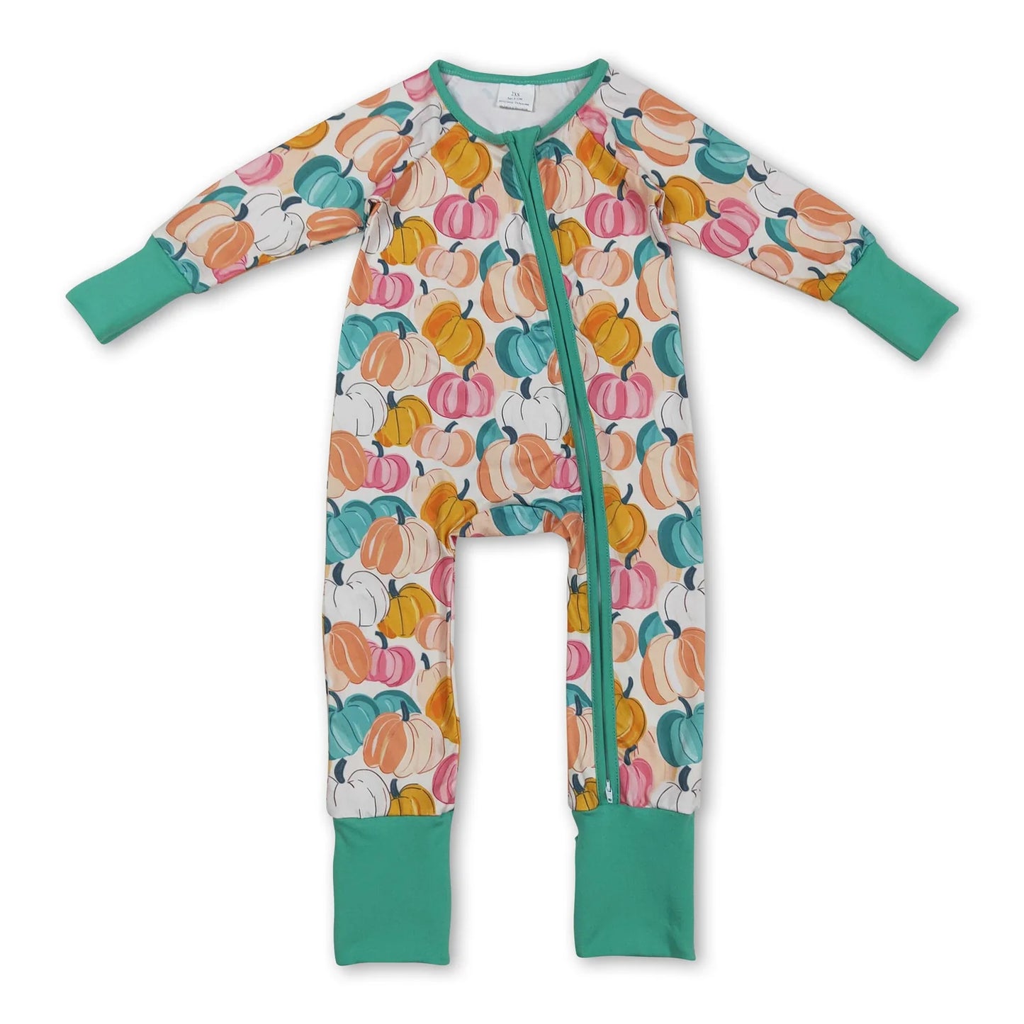 RTS NO MOQ Sibling milk silk Baby Girls Colorful Pumpkin Print Plaid Long Sleeve Top Pants Two Piece Fall Pajamas Sets Rompers