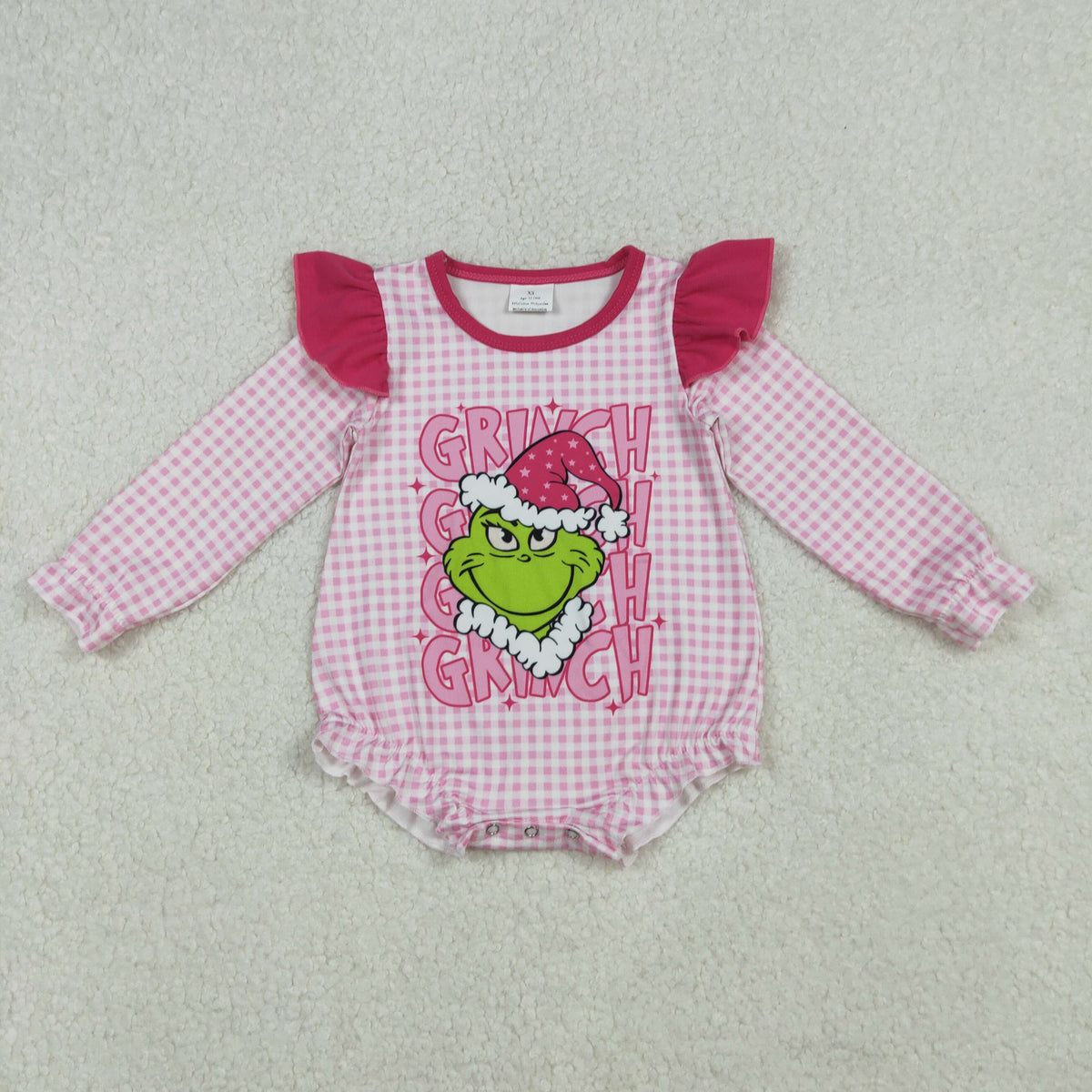 RTS NO MOQ Sibling milk silk Baby Girls Christmas Plaid Check Print Tee Shirts Top Ruffle Sleeve Rompers