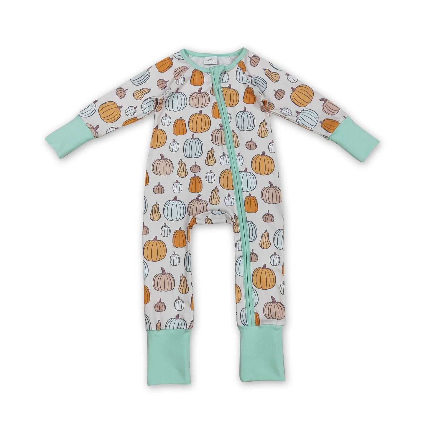 RTS NO MOQ Sibling milk silk Baby Girls Colorful Pumpkin Print Plaid Long Sleeve Top Pants Two Piece Fall Pajamas Sets Rompers