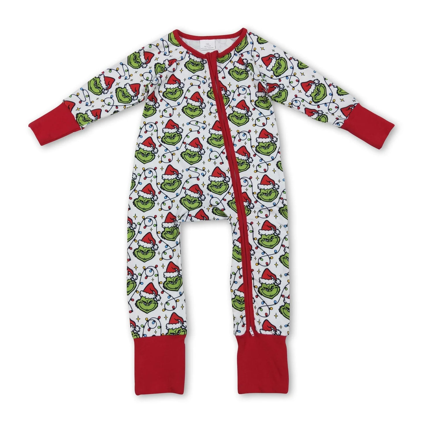 RTS NO MOQ Sibling milk silk Cute Clothes Baby Boys Girls Christmas Lights Print Zipper Footie Romper Christmas Pajama Set With Blanket