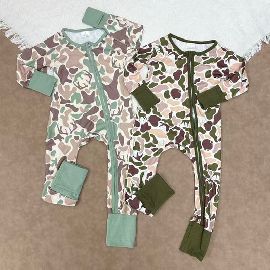 RTS NO MOQ Sibling Baby boys clothes camouflage hooded long-sleeved rompers