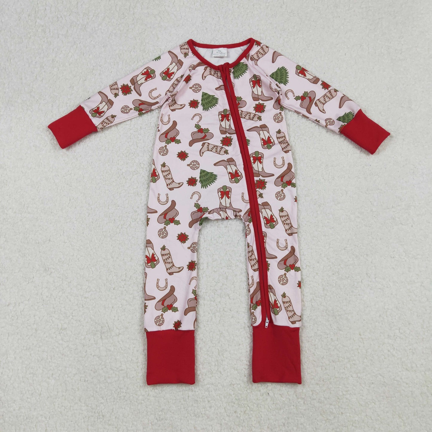 RTS Sibling baby girls clothes Christmas boot bow long Sleeve rompers