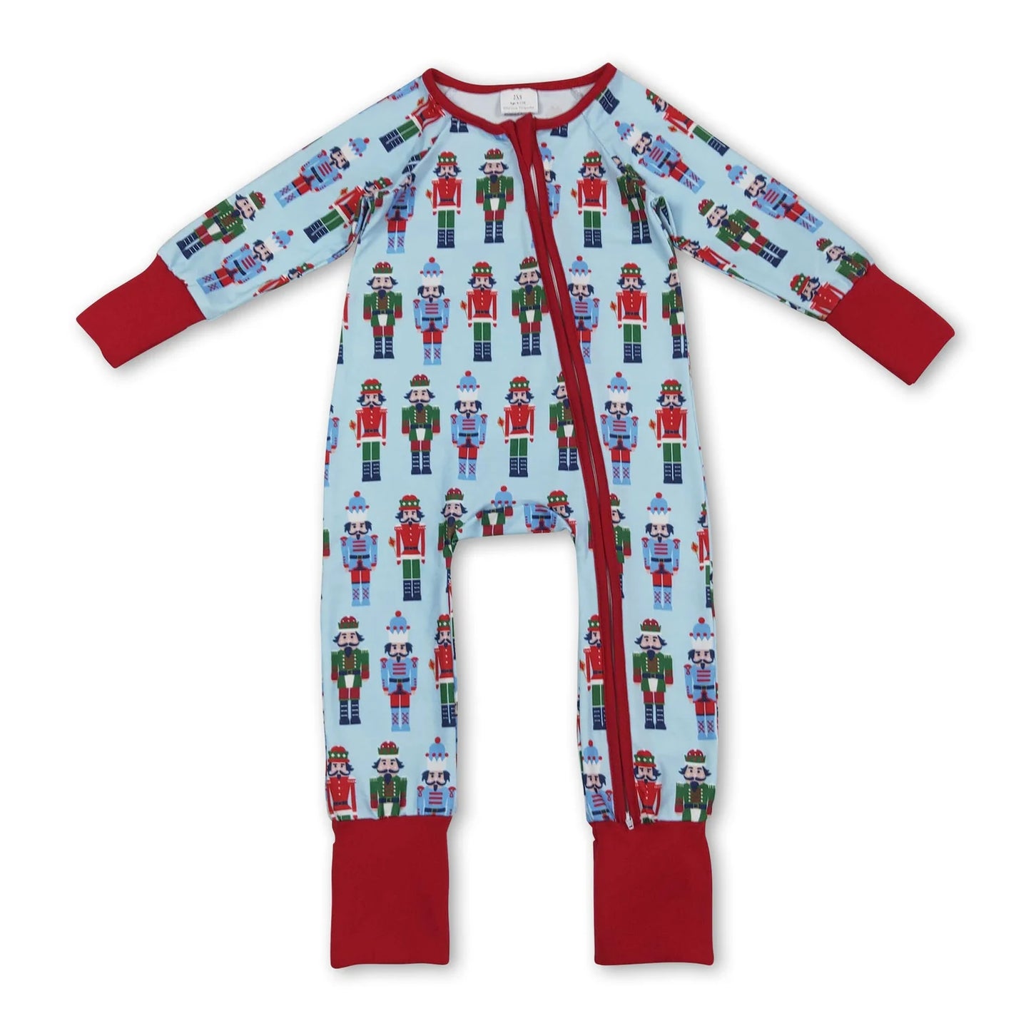 RTS NO MOQ Sibling milk silk Baby Boys Girls Christmas Long Sleeve Two Way Zip Convertible Rompers