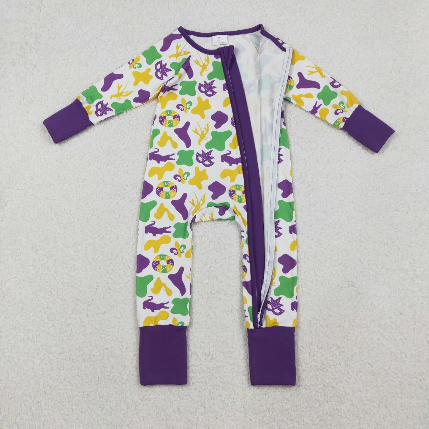 12/18m-7/8t RTS NO MOQ Sibling Baby boys clothes mardi gras long sleeve pants sets and rompers