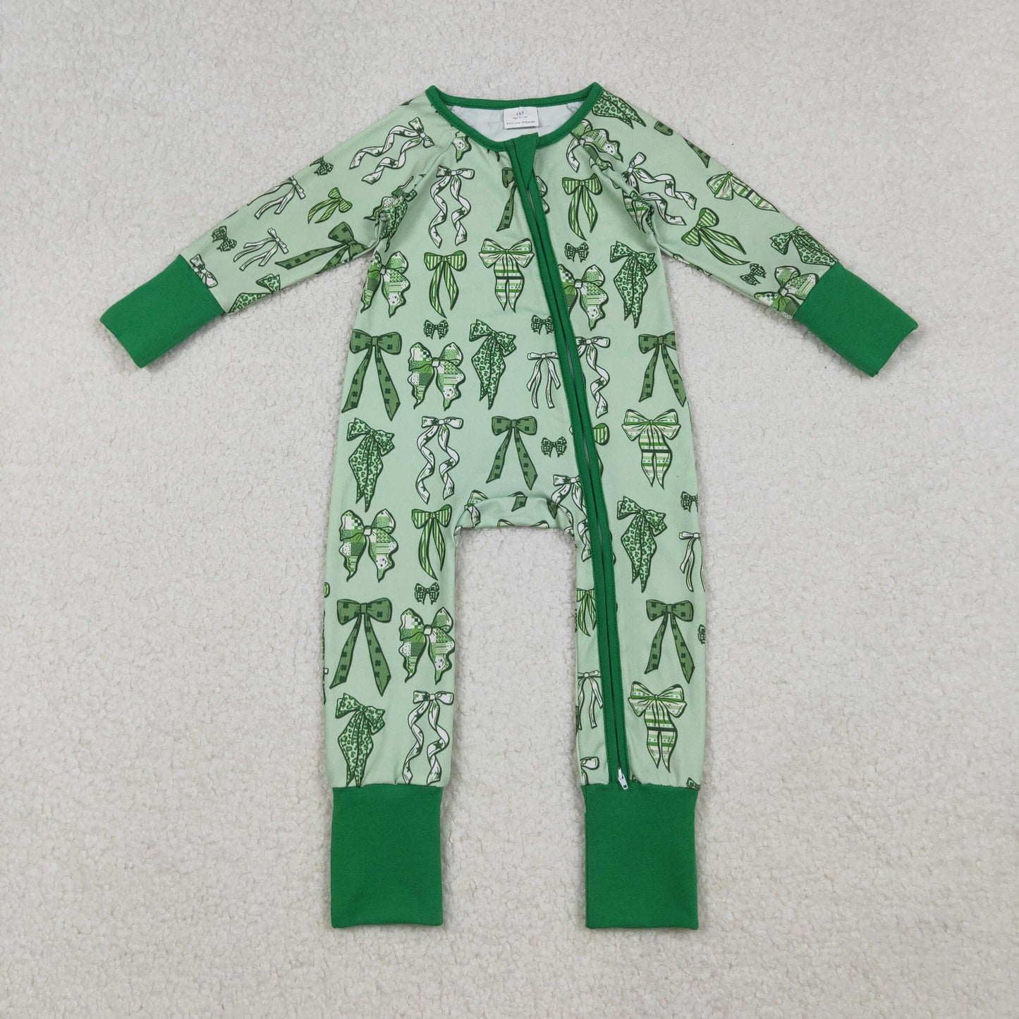 12/18m-7/8t RTS Sibling baby girl clothes bow green long Sleeve pants sets and rompers