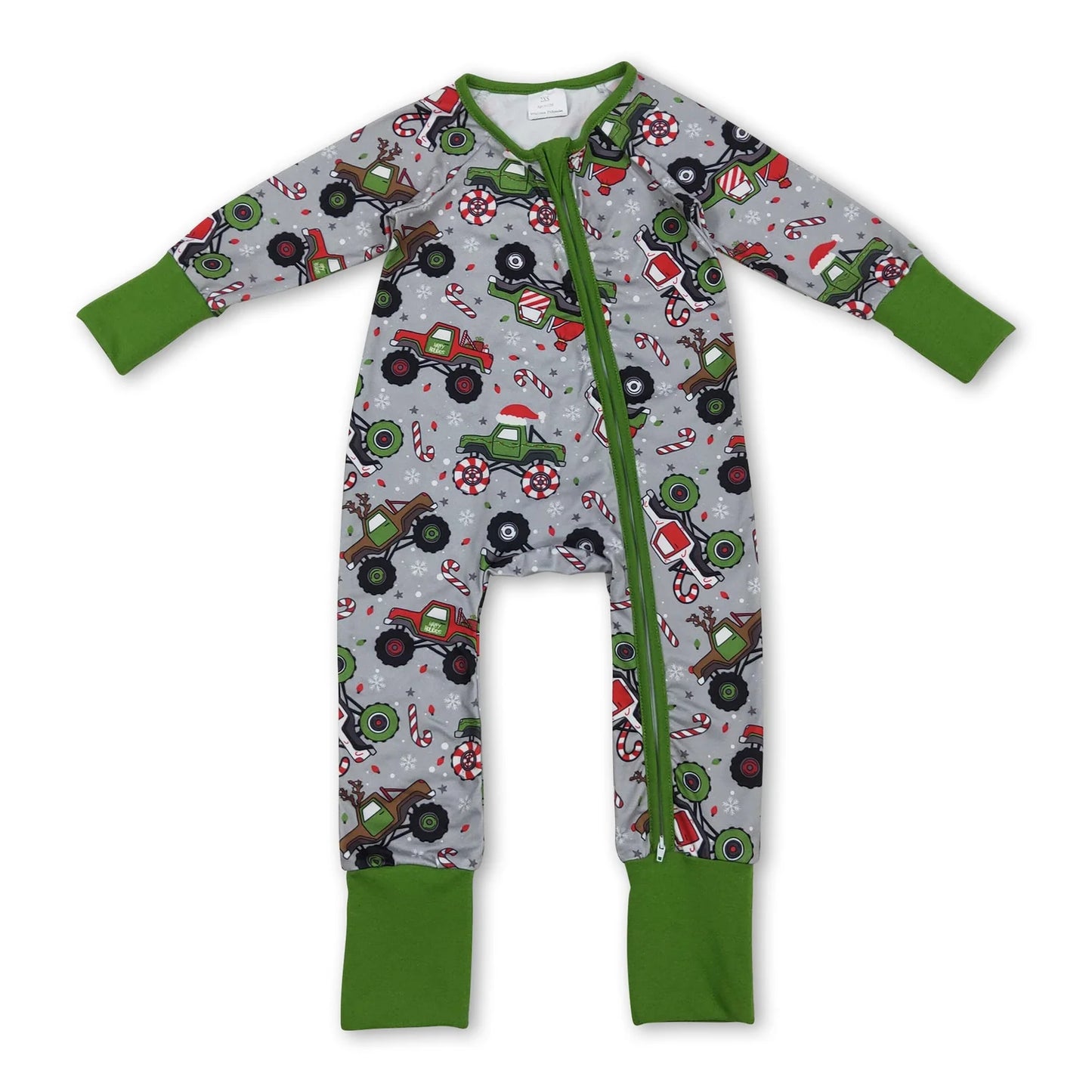 RTS NO MOQ Sibling milk silk Baby Boys Girls Christmas Long Sleeve Two Way Zip Convertible Rompers