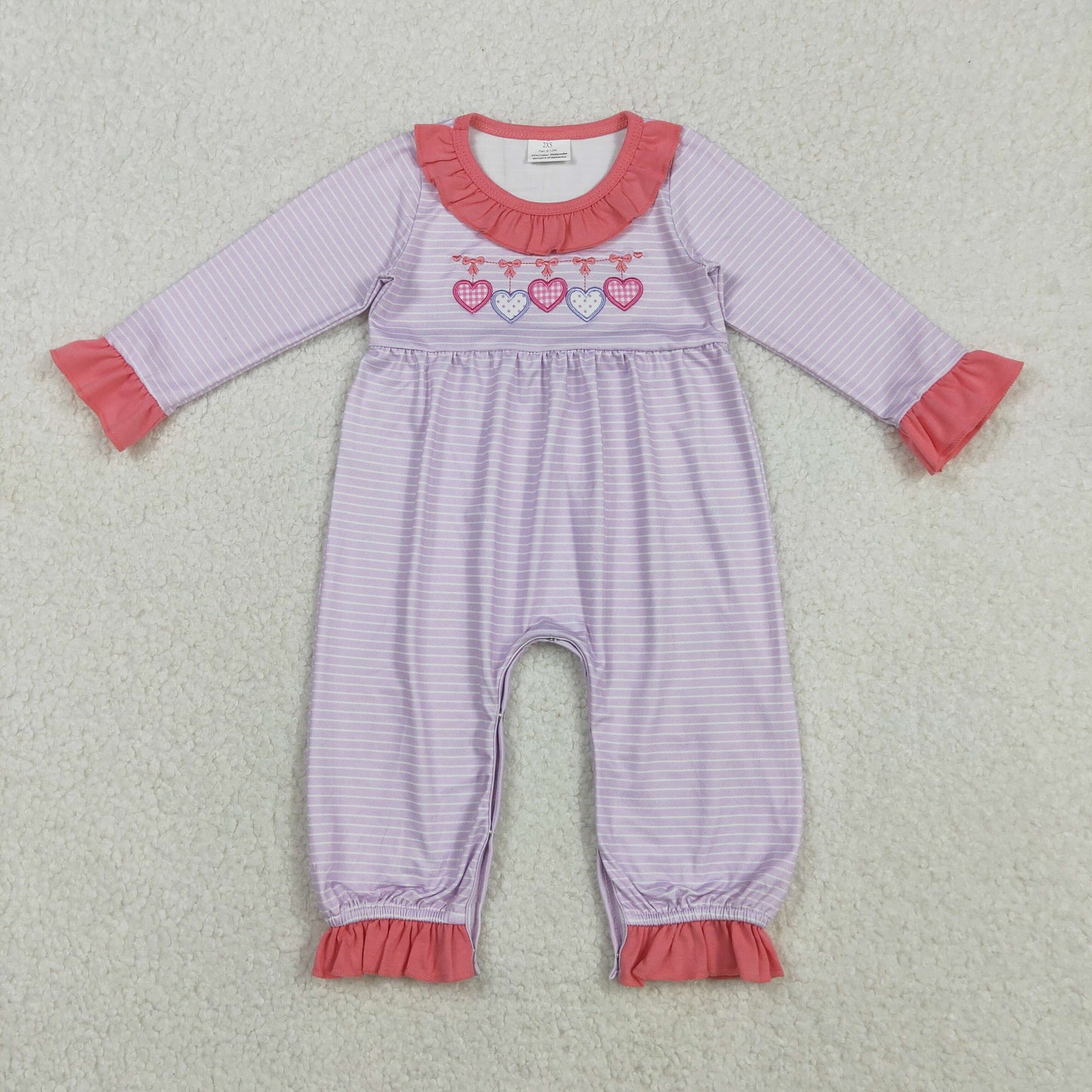 RTS NO MOQ Sibling Baby girl clothes valentine embroidery love long-sleeved trousers suit & rompers