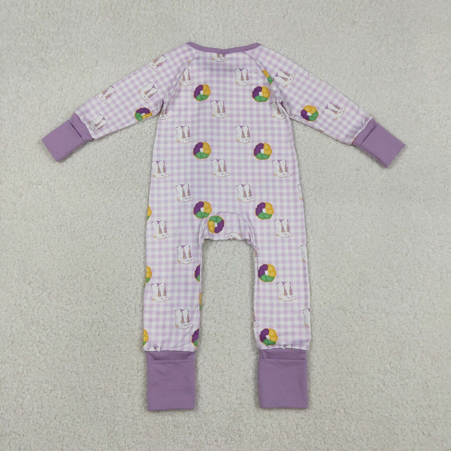 RTS NO MOQ Sibling Baby boy girls clothes mardi gras long-sleeve rompers