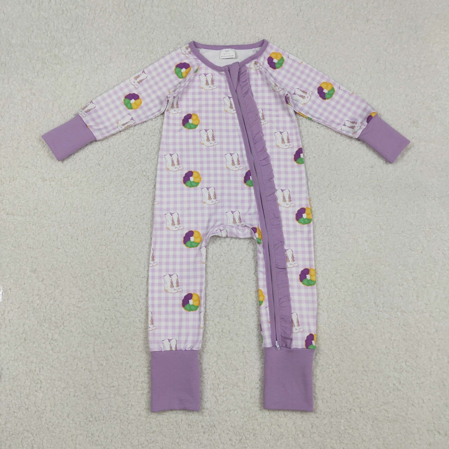 RTS NO MOQ Sibling Baby boy girls clothes mardi gras long-sleeve rompers