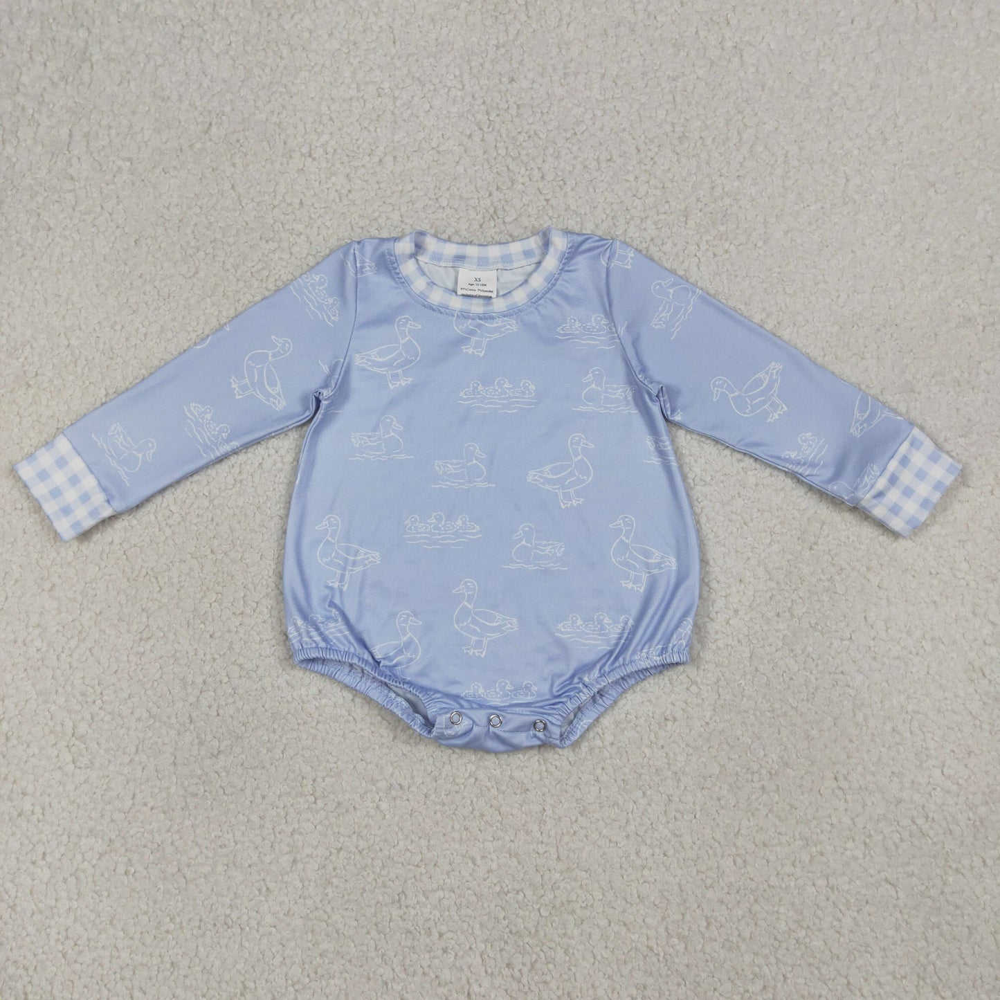 RTS NO MOQ LR2969 Baby Boys Blue Long Sleeve Ducks Hunting Rompers Cute Clothing