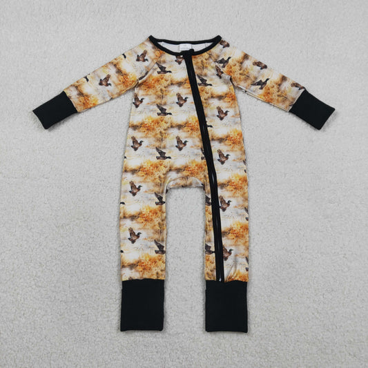 RTS NO MOQ LR2986 Baby Boys Convertible Rompers Ducks Hunting Two-Way Zipper Jumpsuits for Infants
