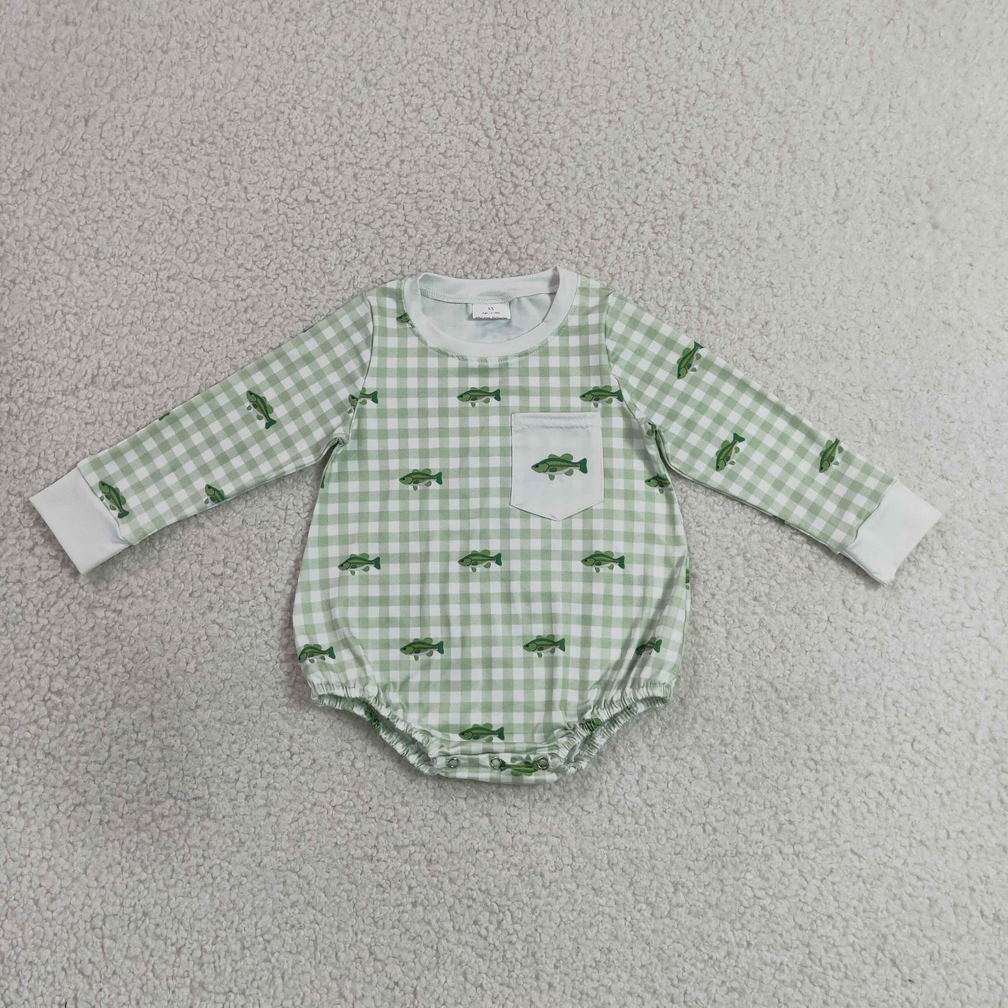 RTS NO MOQ Sibling milk silk Baby Boys Fish Print Long Sleeve Top With Pockets And Jogger Pants Set Rompers