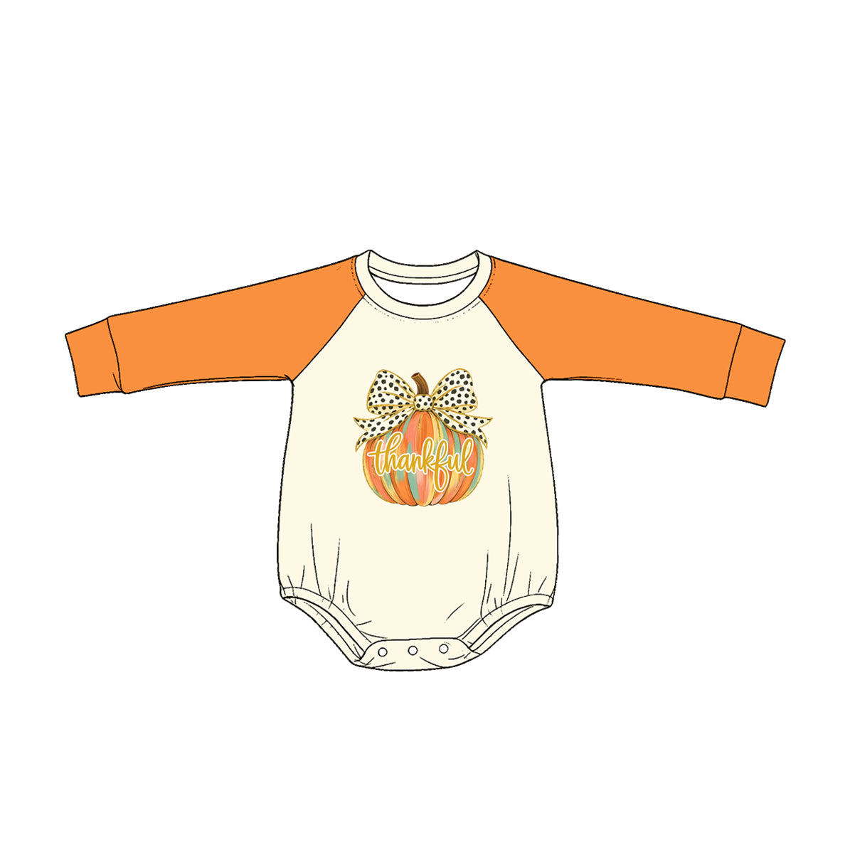 (Pre Order) No moq Baby Boys Casual Leopard Print Pumpkin Long Sleeve Thanksgiving Rompers