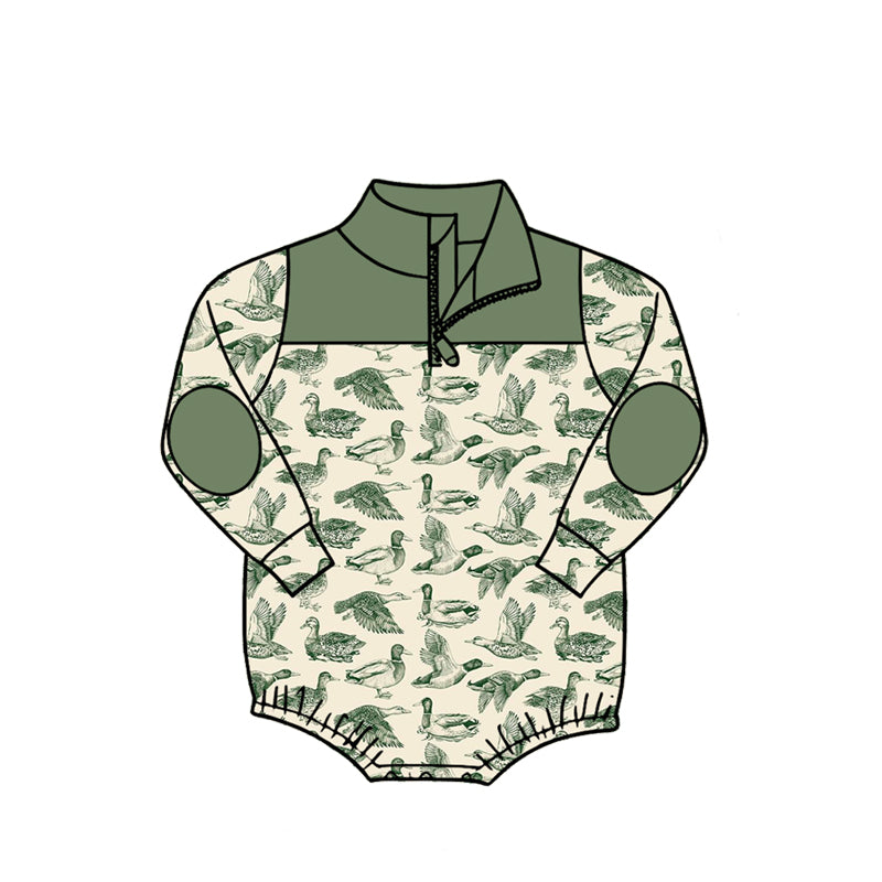 (Pre Order) No moq Baby Boys Outdoor Hunting Ducks Long Sleeve Zipper Rompers