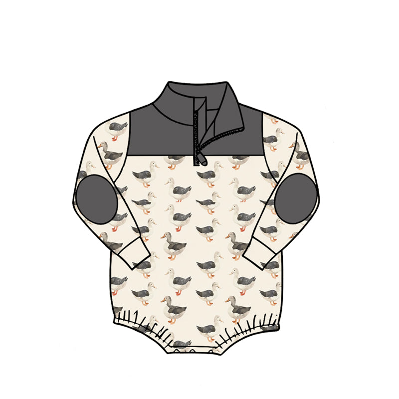 (Pre Order) No moq Baby Boys Outdoor Hunting Ducks Long Sleeve Zipper Rompers
